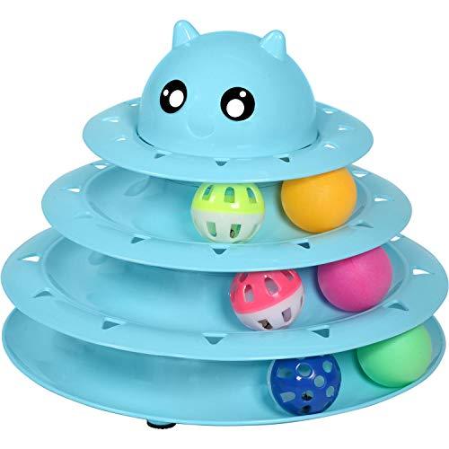 UPSKY Cat Toy Roller Cat Toys 3 Level Towers Tracks Roller with Six Colorful Balls