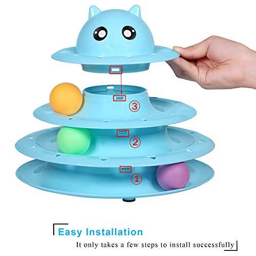 UPSKY Cat Toy Roller Cat Toys 3 Level Towers Tracks Roller with Six Colorful Balls