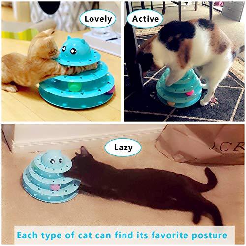 UPSKY Cat Toy Roller Cat Toys 3 Level Towers Tracks Roller with Six Colorful Balls