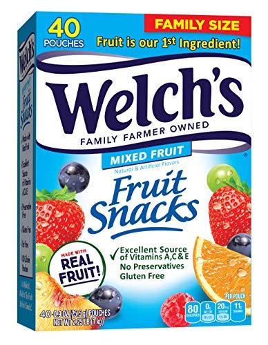 Welch's Fruit Snacks, Mixed Fruit, Gluten Free, Bulk Pack, (40 Count of 0.9 oz Pouches) 36 oz