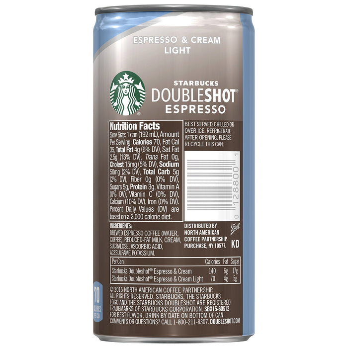 Starbucks Double Shot Espresso Light 6.5 Fl Oz (pack of 4)