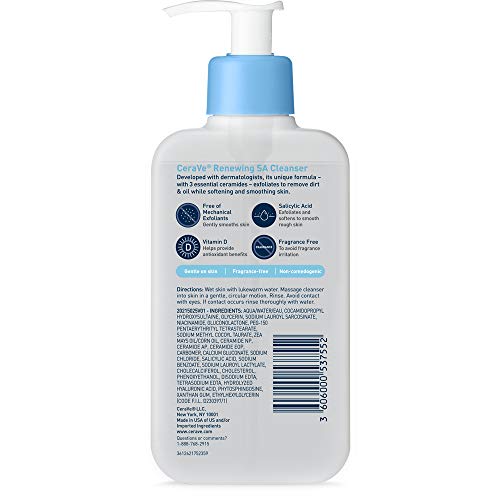 CeraVe SA Cleanser | Salicylic Acid Face Wash with Hyaluronic Acid