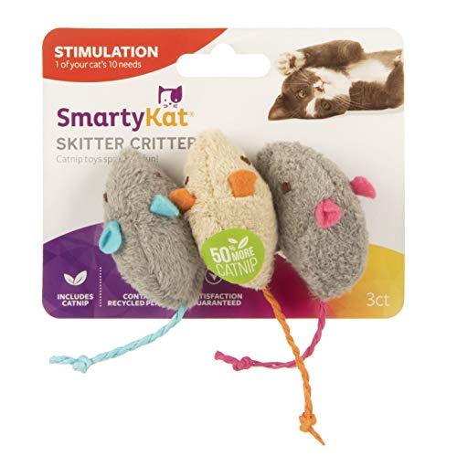 SmartyKat Skitter Critters Cat Toy Catnip Mice, 3/pkg