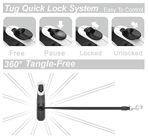 TUG Patented 360° Tangle-Free, Heavy Duty Retractable Dog Leash for Up to 110 lb Dogs