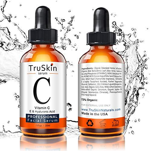 TruSkin Vitamin C Serum for Face, Topical Facial Serum with Hyaluronic Acid, Vitamin E, 1 fl oz