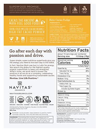 Navitas Organics Keto Cacao Powder, 8oz. Bag Organic, Non-GMO, Fair Trade, Gluten-Free