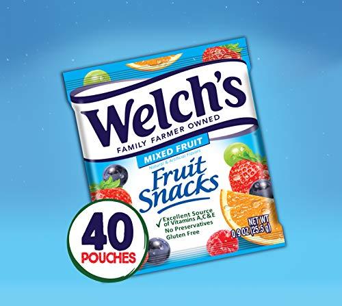 Welch's Fruit Snacks, Mixed Fruit, Gluten Free, Bulk Pack, (40 Count of 0.9 oz Pouches) 36 oz