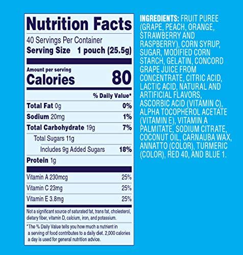 Welch's Fruit Snacks, Mixed Fruit, Gluten Free, Bulk Pack, (40 Count of 0.9 oz Pouches) 36 oz