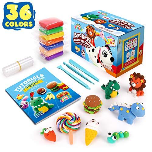 Air Dry Clay 36 Colors- Soft & Ultra Light Modeling Magical Clay for Kids,  No Bake Clay with Tools, Multicolor
