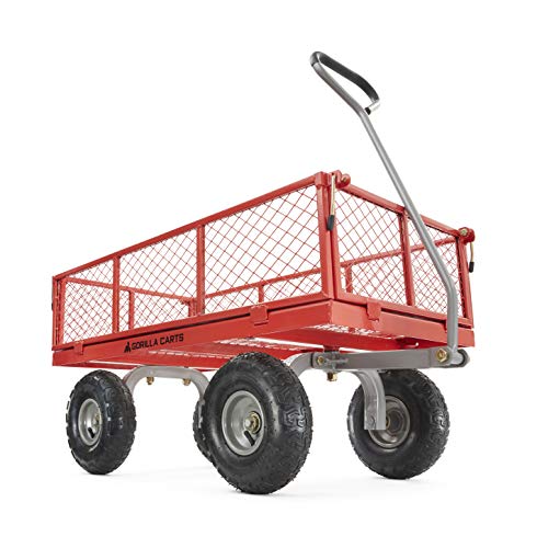 Gorilla Carts Heavy-Duty Steel Utility Cart with Removable Sides and 13  Tires, 1200-lbs. Capacity, Yellow - Olmec Agro-Tech